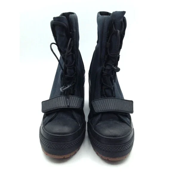Converse Chuck 70 De Luxe Boots Wn 7.5 Black Platform Combat High Top Goth Shoes - Picture 12 of 15